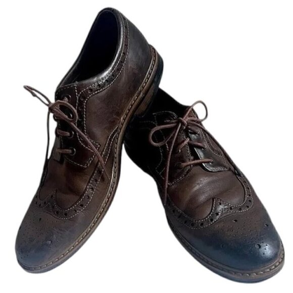 Men’s Bostonian Armon Wing Dark Brown Casual Leather Tie Up  Dress Shoes Size 10 - Picture 1 of 9